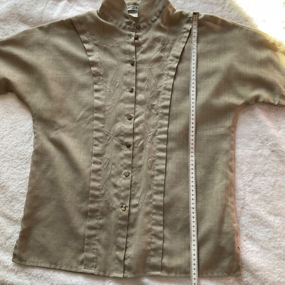 Brown Short sleeved linen Susan Van Heusen blouse - Picture 7 of 9